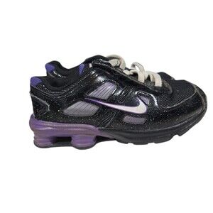 Nike Shox Turbo 11 Black Sparkle/Purple Low Top Little Kids Sz 10c Sneakers